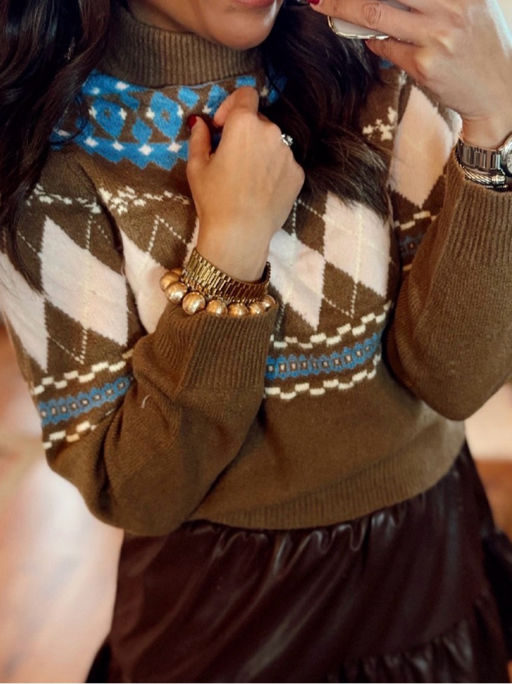 NWT THML argyle SWEATER